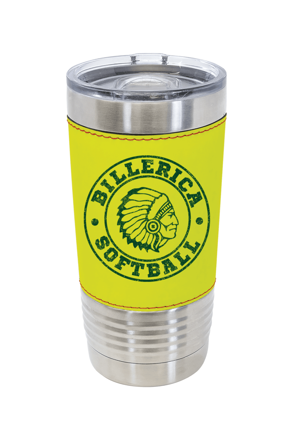 Billerica Softball 20 oz. Softball Leather Tumbler with Slider Lid