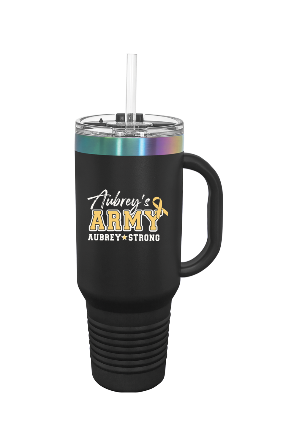 Aubrey's Army 40 oz. ION-Plated Travel Mug with Handle, Straw Included