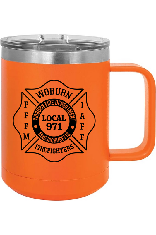 Woburn Fire Local 971 - 15oz Insulated Coffee Mug with Slider Lid
