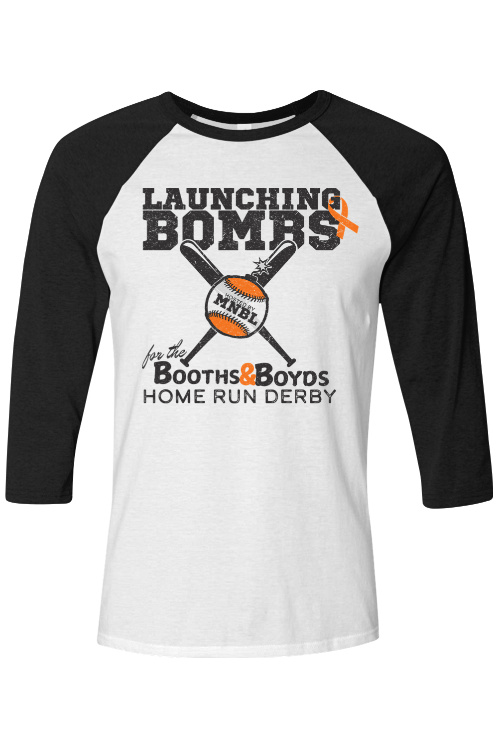 Home Run Derby for the Booths & Boyds Three-Quarter Sleeve Baseball Tee - Unisex Adult