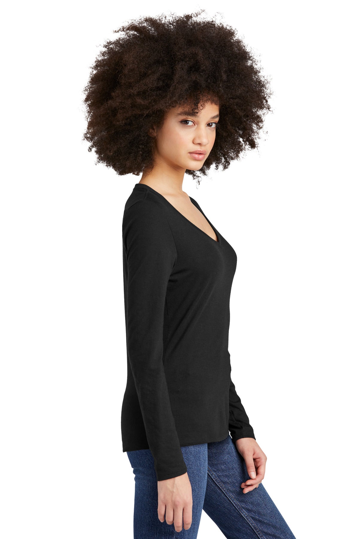 District Women's Perfect Tri Long Sleeve V-Neck Tee DT135