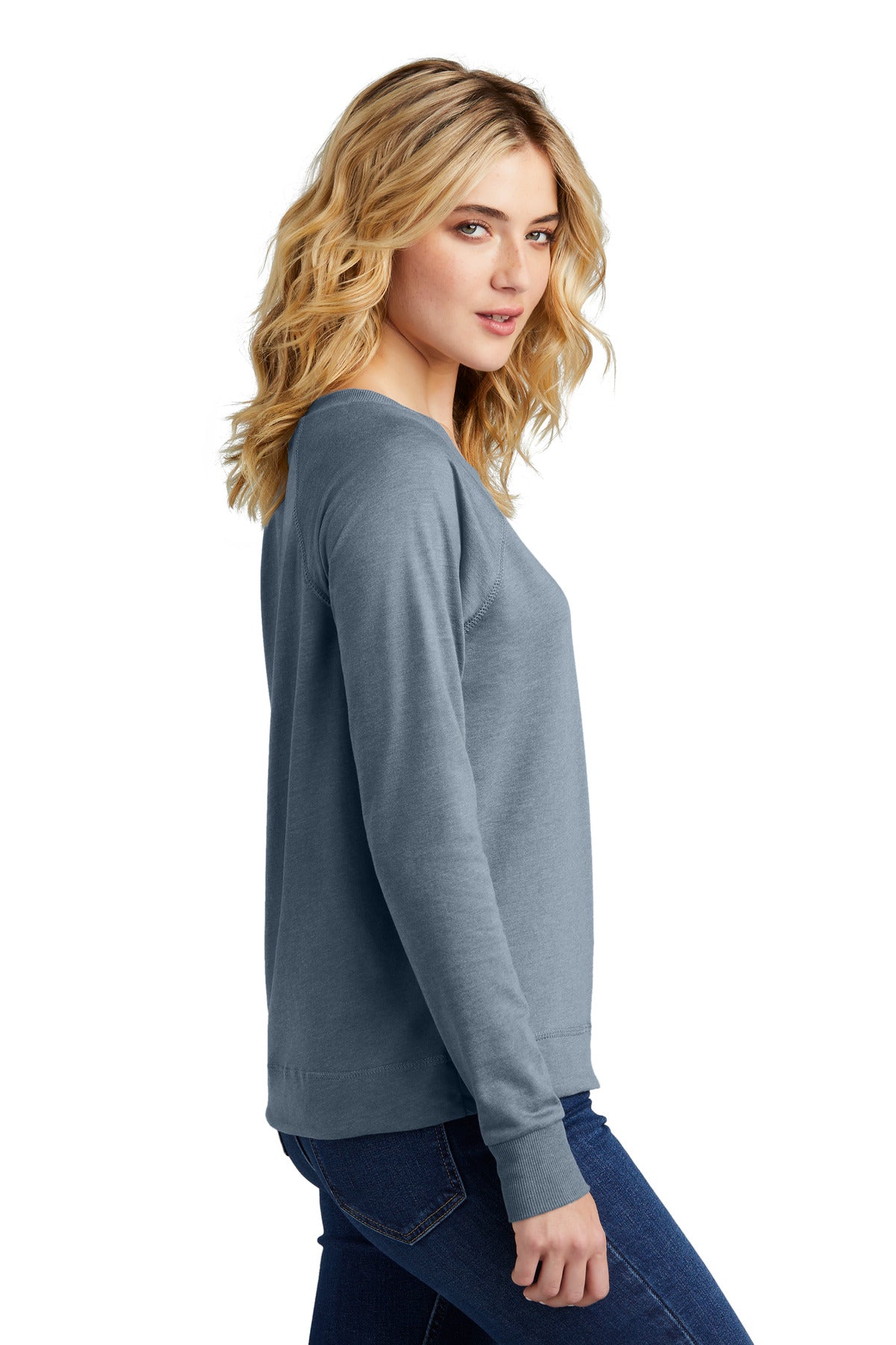 District Women's Featherweight French Terry Long Sleeve Crewneck DT672