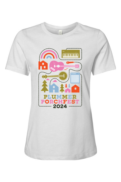 Plummer Porchfest 2024 - Women’s White Cotton T-Shirt