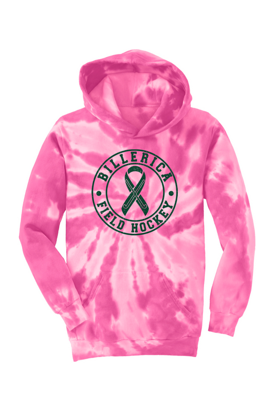 Billerica Field Hockey Breast Cancer Awareness Tie Dye Hoodie - Youth